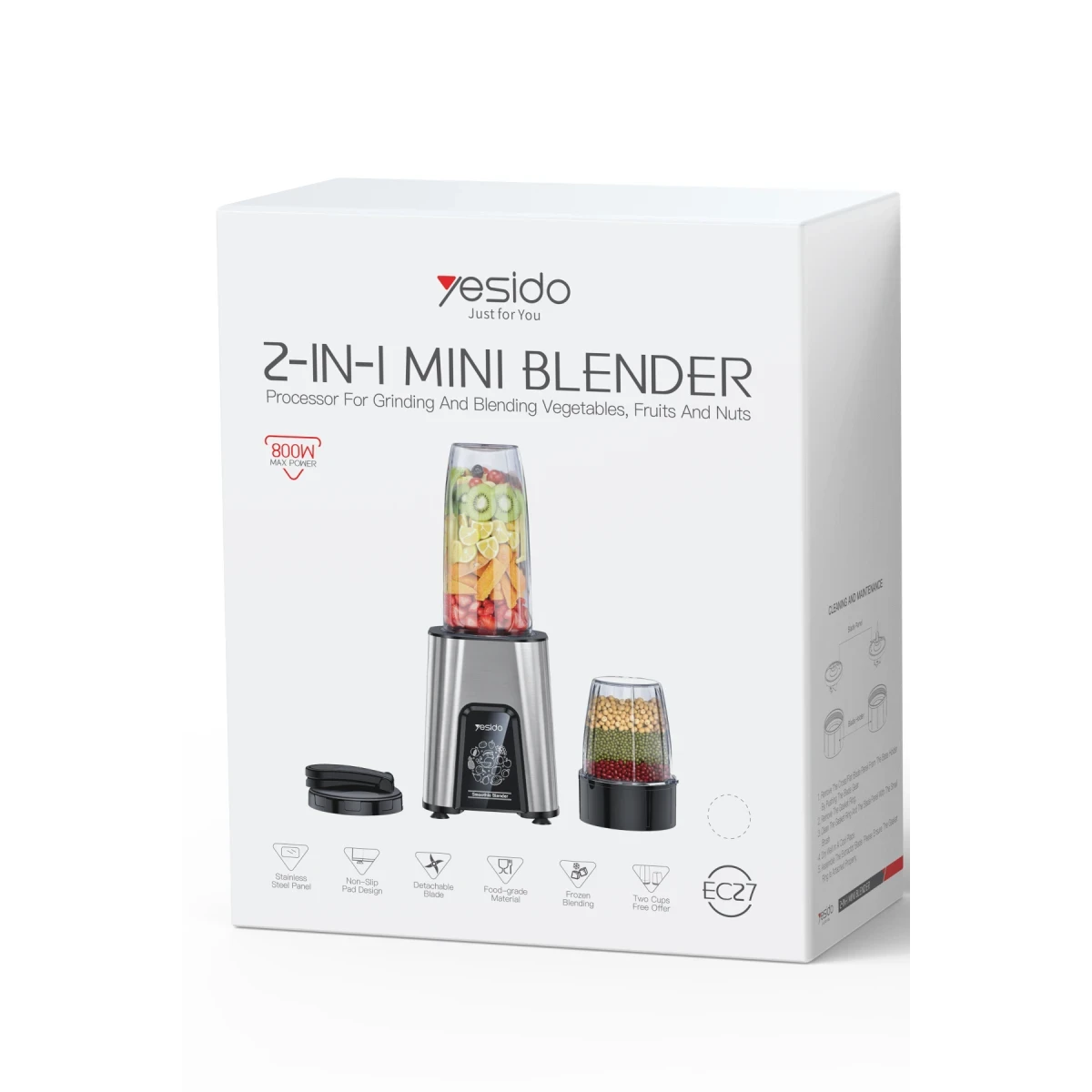 Yesido EC27 2in1 Buz Kırma Özellikli Meyve Sıkacağı - Gri