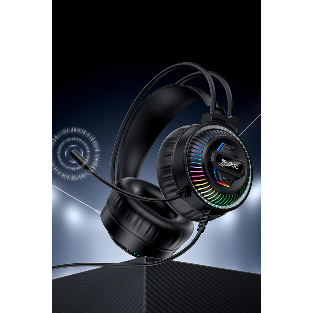 Yesido EK06 RGB Işıklı Mikrofonlu Kablolu Oyuncu Kulaklığı - Siyah
