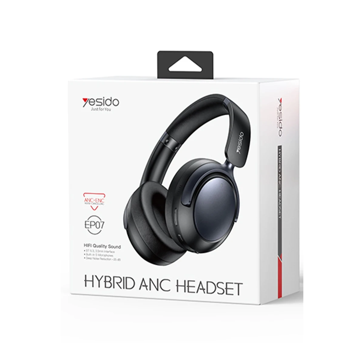 Yesido EP07 BT 5.3 Hibrit Aktif Gürültü Engelleyici Özellikli Kafaüstü Bluetooth Kulaklık - Siyah