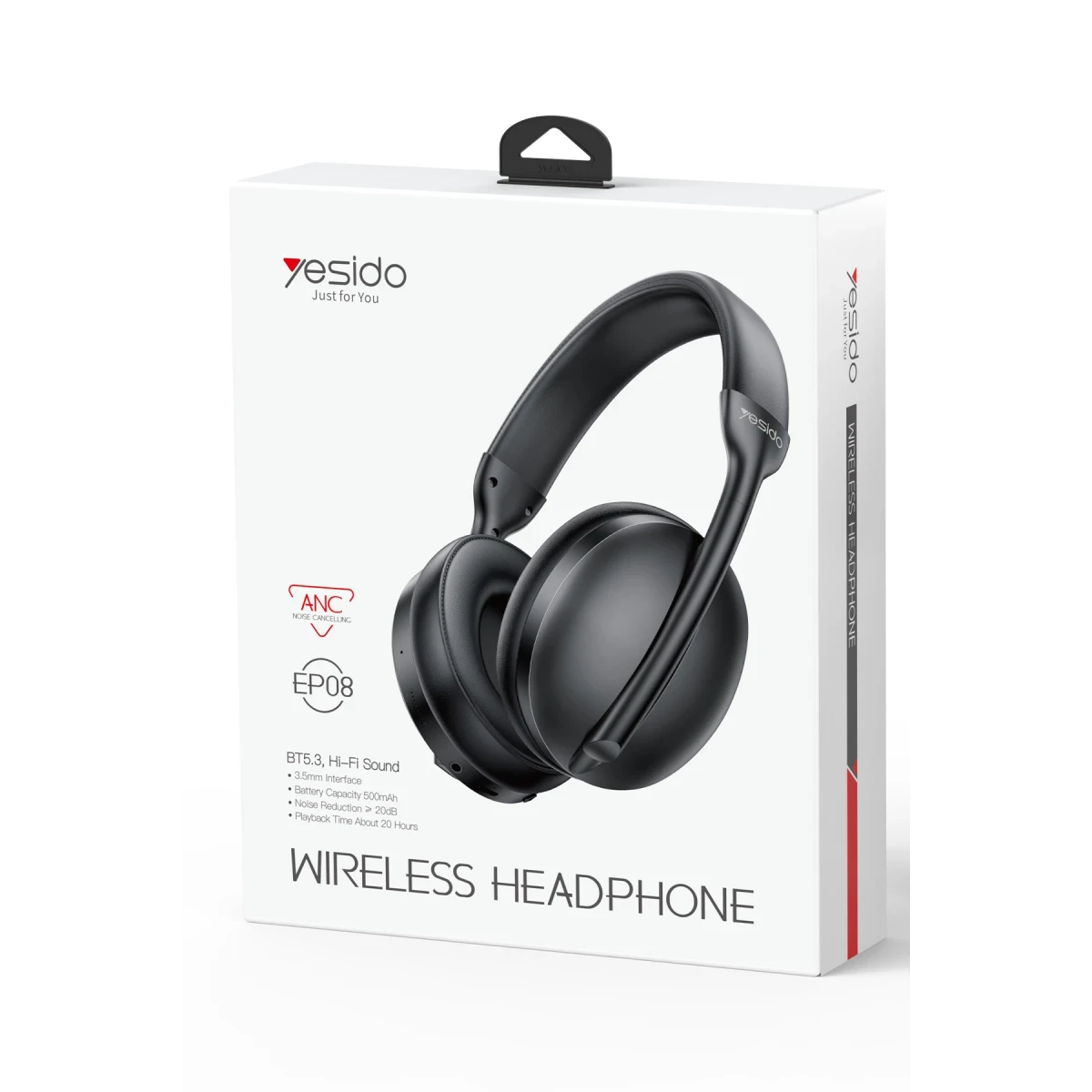 Yesido EP08 BT 5.3 Aktif Gürültü Engelleyici Özellikli Kafaüstü Bluetooth Kulaklık - Siyah