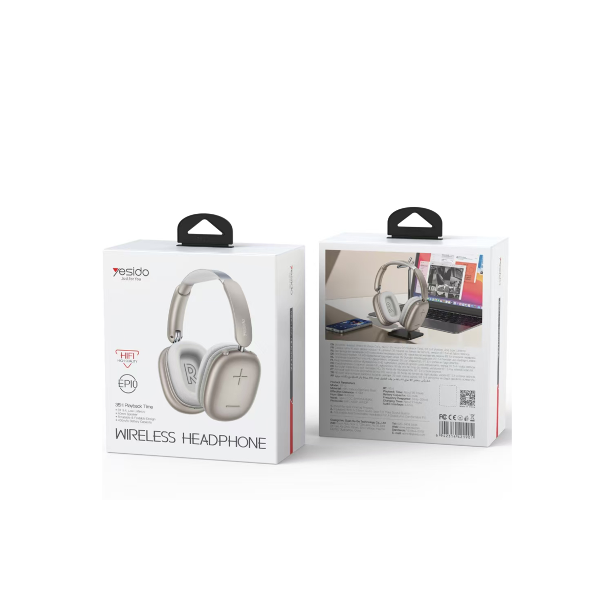 Yesido EP10 BT 5.4 USB-C Şarj Destekli Kafaüstü Bluetooth Kulaklık – Gold