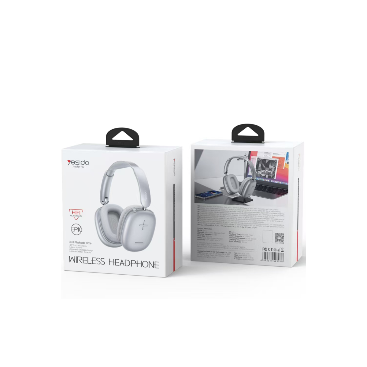 Yesido EP10 BT 5.4 USB-C Şarj Destekli Kafaüstü Bluetooth Kulaklık – Gümüş