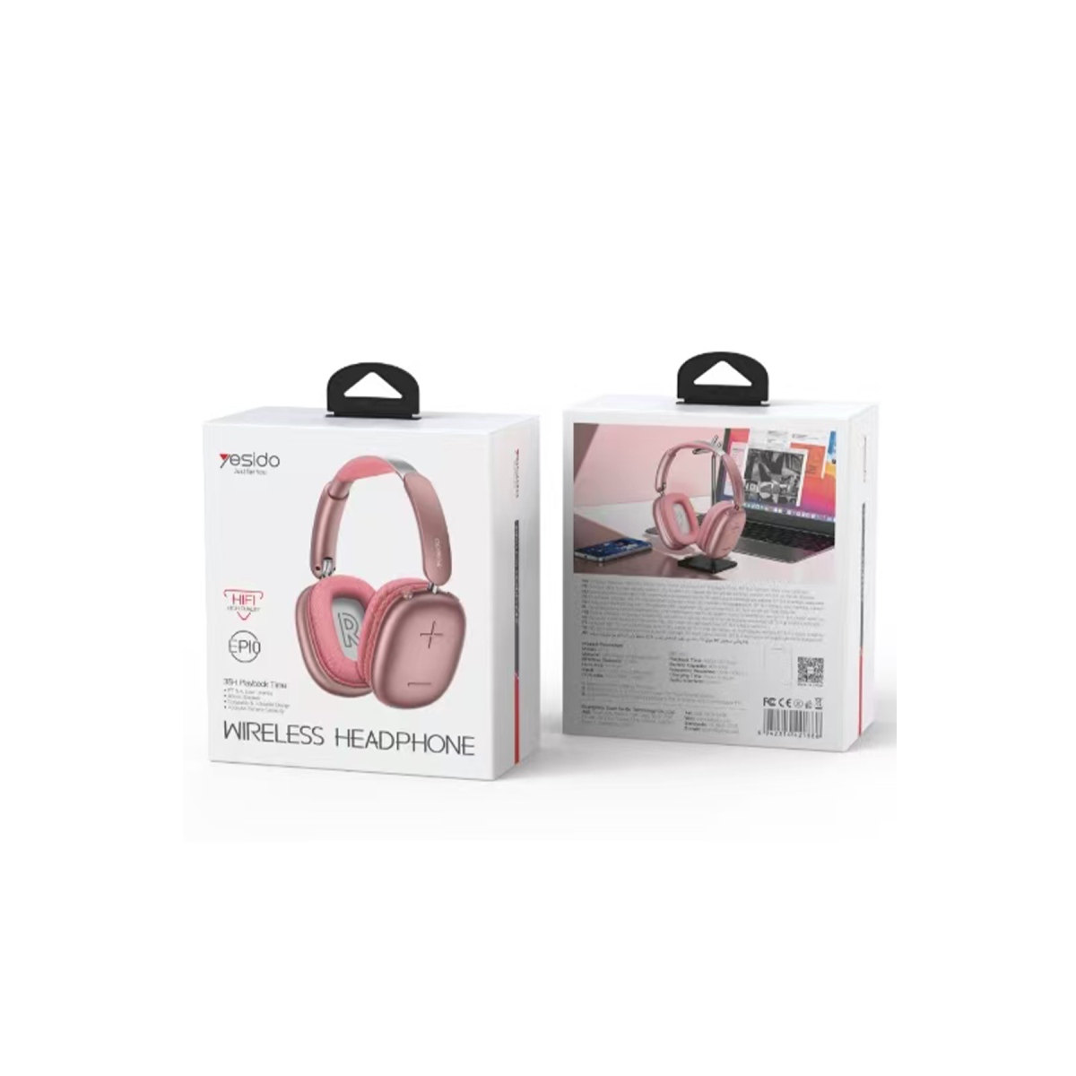 Yesido EP10 BT 5.4 USB-C Şarj Destekli Kafaüstü Bluetooth Kulaklık – Pembe