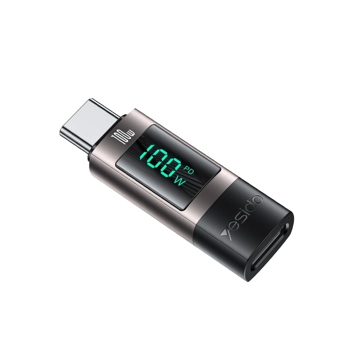 Yesido GS24 Type-C to Type-C 100W Dijital Ekranlı Dönüştürücü - Siyah