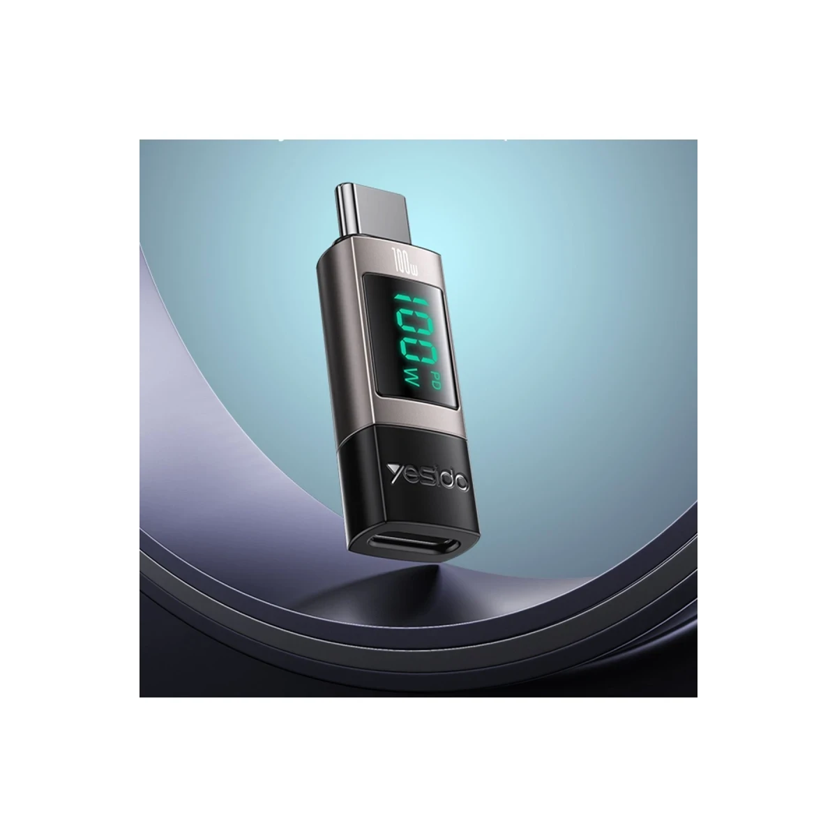Yesido GS24 Type-C to Type-C 100W Dijital Ekranlı Dönüştürücü - Siyah