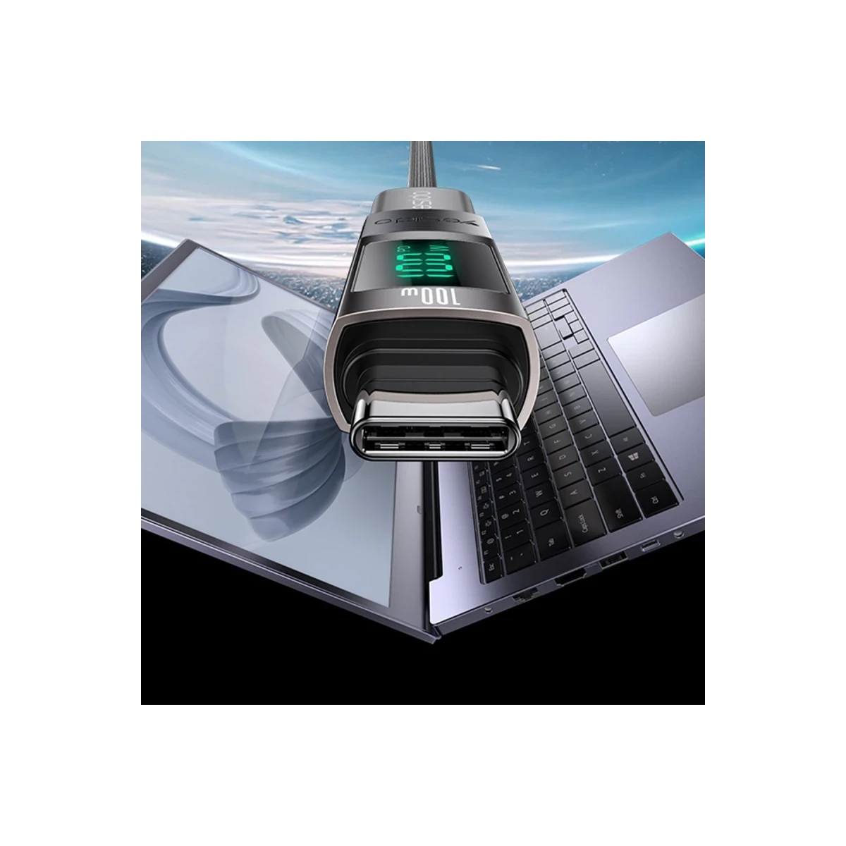 Yesido GS24 Type-C to Type-C 100W Dijital Ekranlı Dönüştürücü - Siyah
