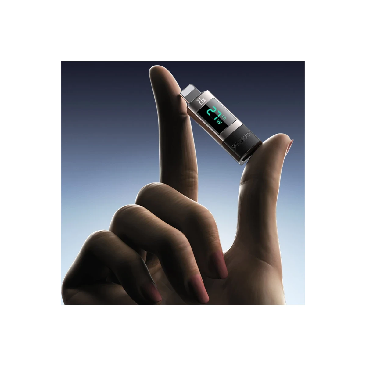 Yesido GS25 Lightning to Type-C 27W Dijital Ekranlı Dönüştürücü - Siyah