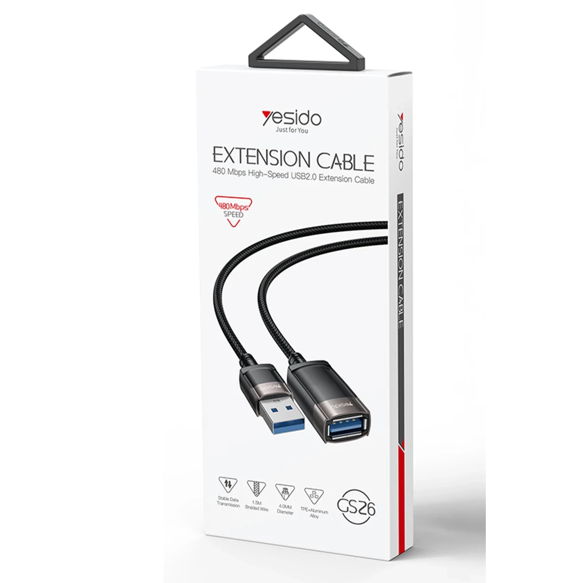 Yesido GS26 1.5M USB to Dişi USB 480 Mbps Data Aktarım Hızlı Dönüştürücü Kablo - Siyah