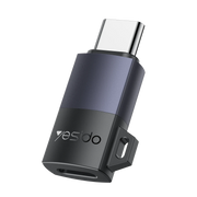Yesido GS28 Type-C to Lightning 480 Mbps Data ve 60W Hızlı Şarj Destekli OTG Dönüştürücü - Siyah
