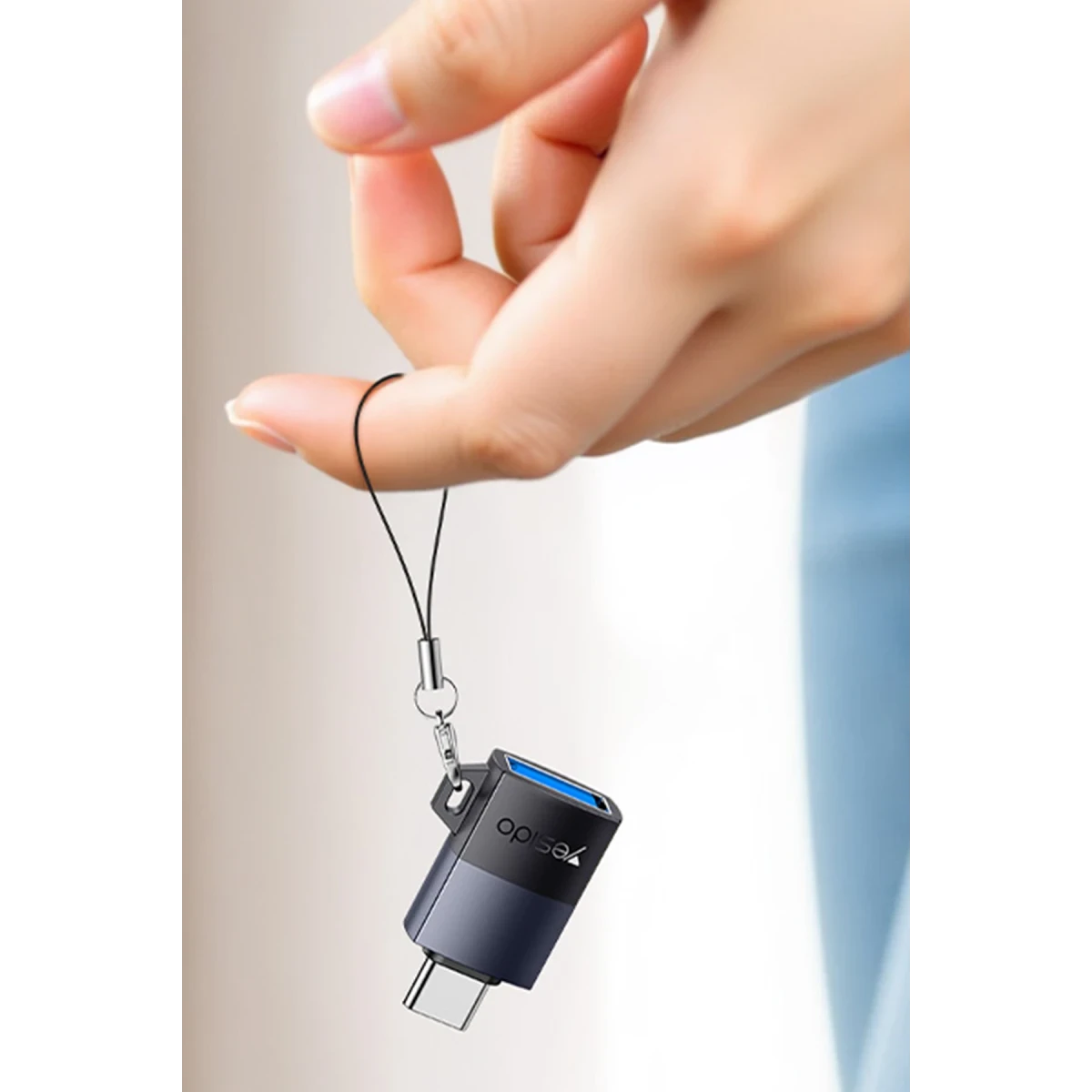 Yesido GS31 Type-C to USB 3.0 5 GB/S Data ve 18W Hızlı Şarj Destekli OTG Dönüştürücü - Siyah