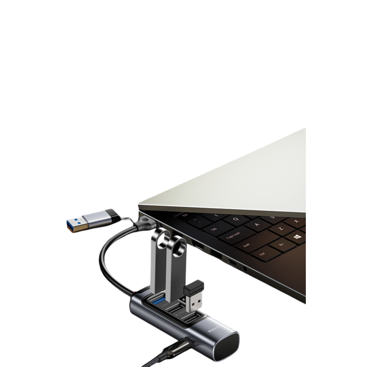Yesido HB19 4in2 USB Ve Type-C Girişli USB 3.0 Hub Dönüştürücü - Gri