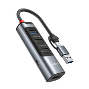 Yesido HB20 5in1 1 Adet USB 3.0 / 2 Adet Usb 2.0 / 1 Adet 100W Type-C Çıkışlı Usb ve Type-C Girişli Hub Dönüştürücü - Siyah