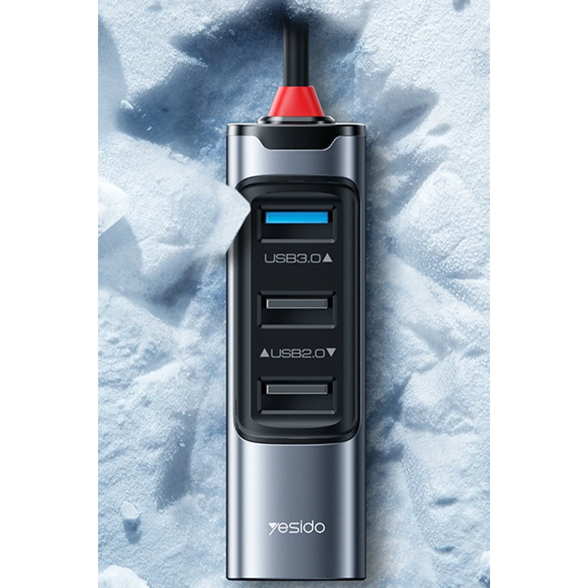 Yesido HB20 5in1 1 Adet USB 3.0 / 2 Adet Usb 2.0 / 1 Adet 100W Type-C Çıkışlı Usb ve Type-C Girişli Hub Dönüştürücü - Siyah