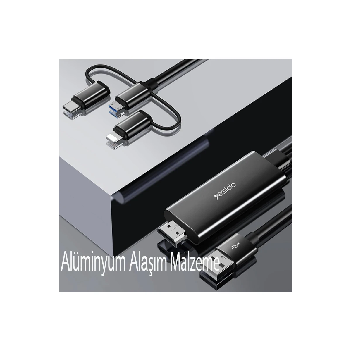 Yesido HM05 1.8m FHD 3in1 to HDMI Kablo - Siyah