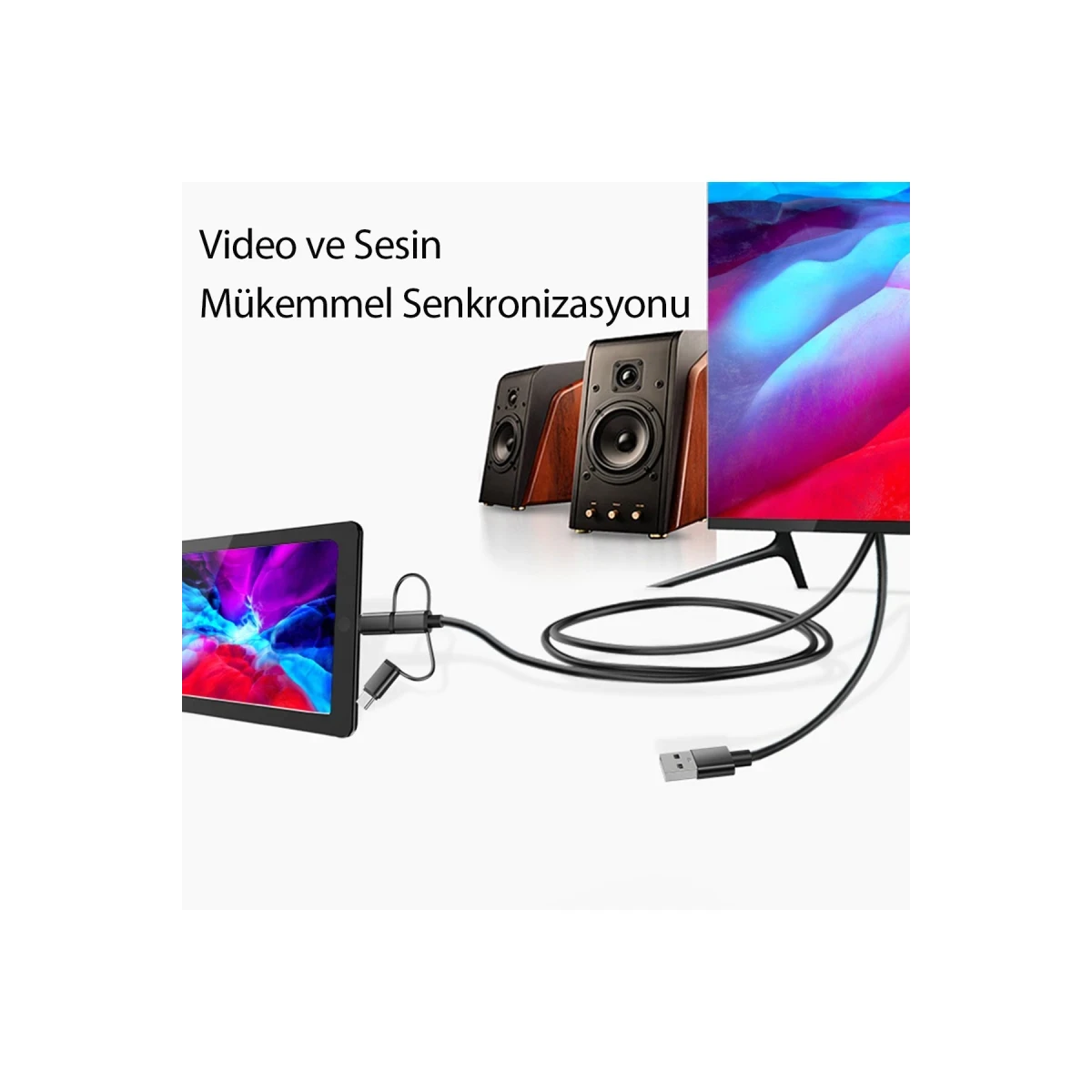 Yesido HM05 1.8m FHD 3in1 to HDMI Kablo - Siyah