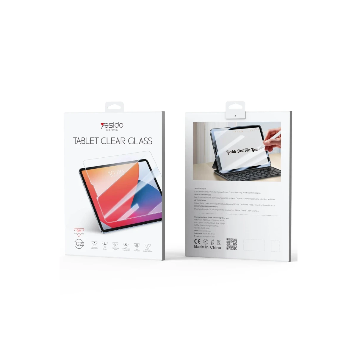 Yesido Apple iPad 2025 10.9 10.nesil (A16) TG20 Clear Tablet Cam Ekran Koruyucu - Şeffaf