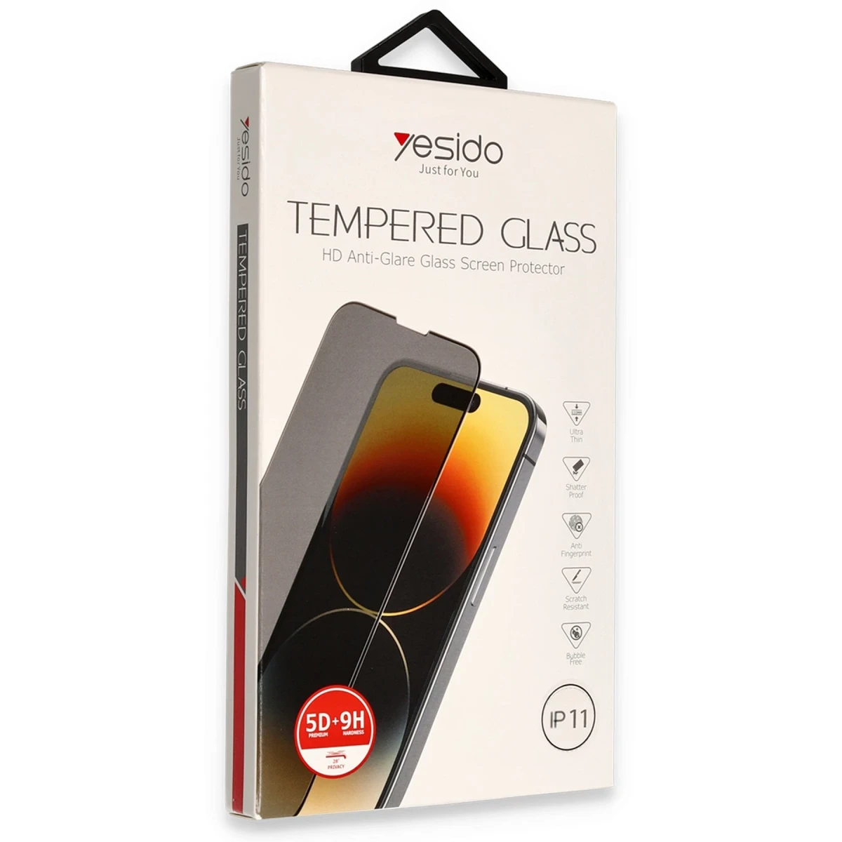 Yesido iPhone 11 TG13 5D Hayalet Cam Ekran Koruyucu - Siyah