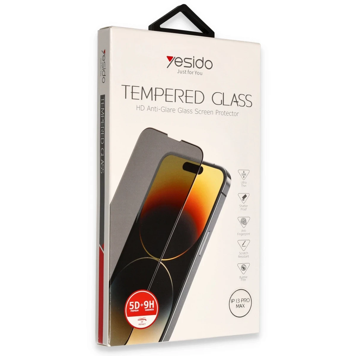 Yesido iPhone 13 Pro Max TG13 5D Hayalet Cam Ekran Koruyucu - Siyah