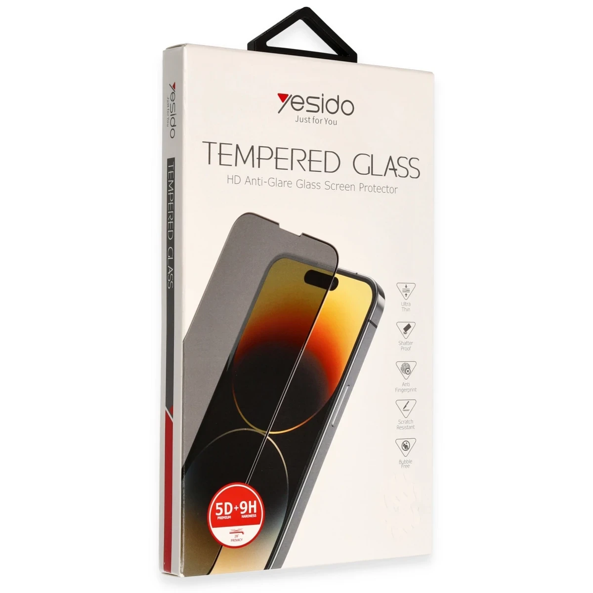 Yesido iPhone 15 Pro Max TG13 5D Hayalet Cam Ekran Koruyucu - Siyah