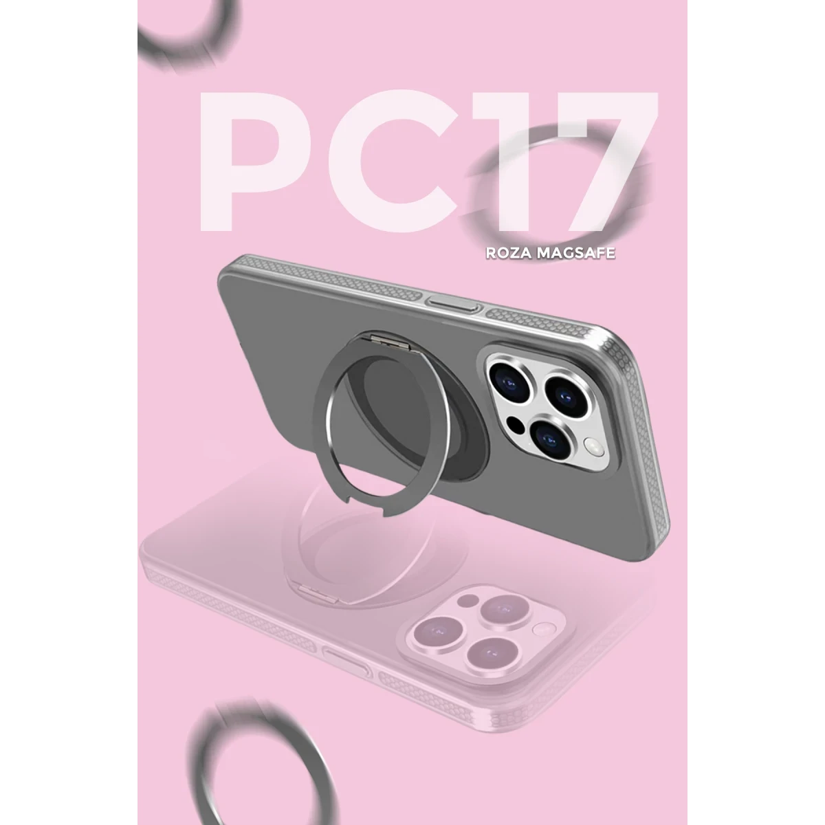 Yesido Apple iPhone 16 Pro Max PC17 Roza Magsafe Standlı Kapak - Pembe