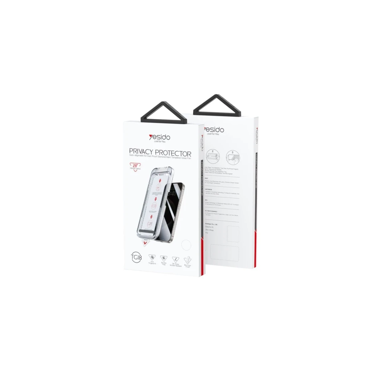 Yesido iPhone 16 Pro TG18 AutoKit Hayalet Cam Ekran Koruyucu - Siyah