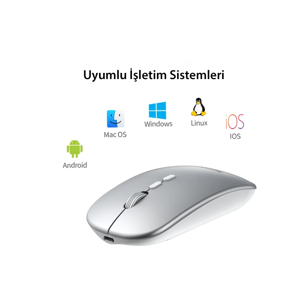 Yesido KB15 2.4G Ergonomik Kablosuz Mouse - Gümüş