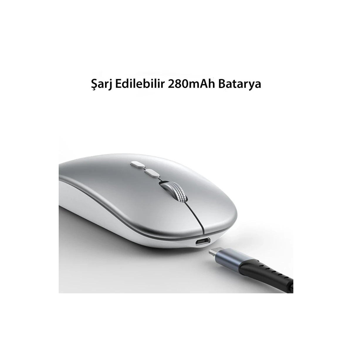 Yesido KB15 2.4G Ergonomik Kablosuz Mouse - Gümüş