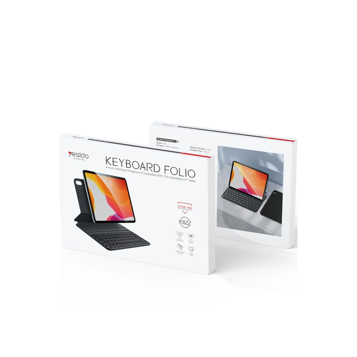 Yesido Apple iPad 2025 10.9 10.Nesil (A16) KB22 Folio Klavyeli Tablet Kılıfı - Siyah