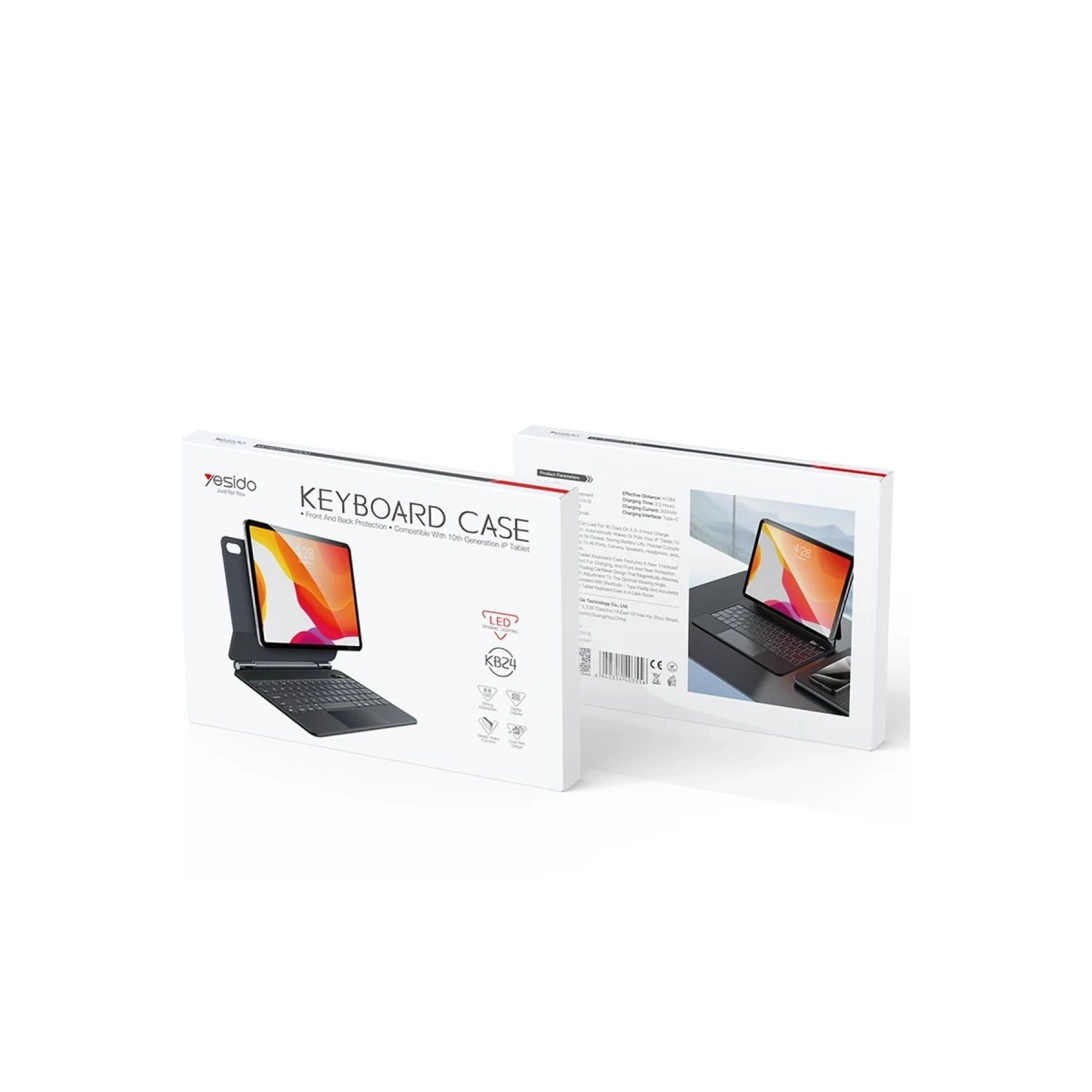 Yesido KB24 iPad 2022 10.9 (10.nesil) Tecno Klavyeli Tablet Kılıfı - Siyah