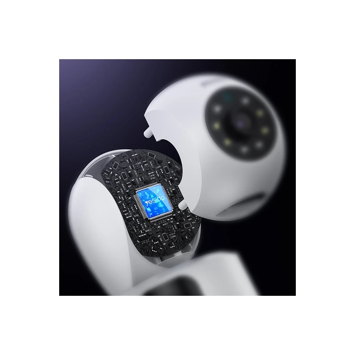 Yesido KM16 1080P 4MP Wifi 360 Gece Görüş Dual Kamera - Beyaz