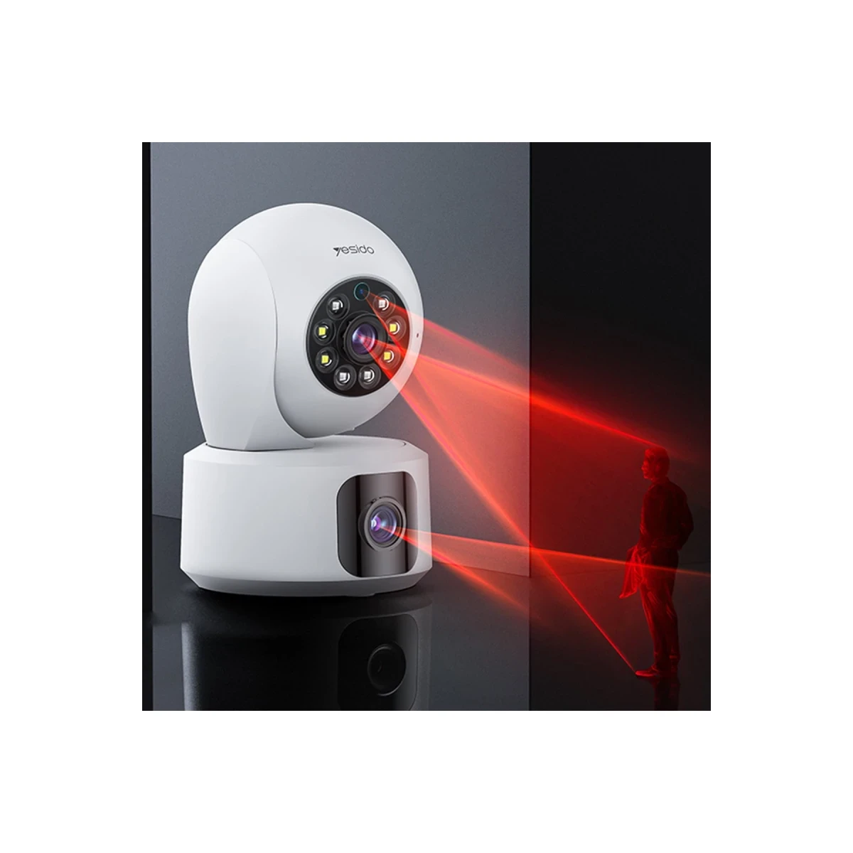 Yesido KM16 1080P 4MP Wifi 360 Gece Görüş Dual Kamera - Beyaz