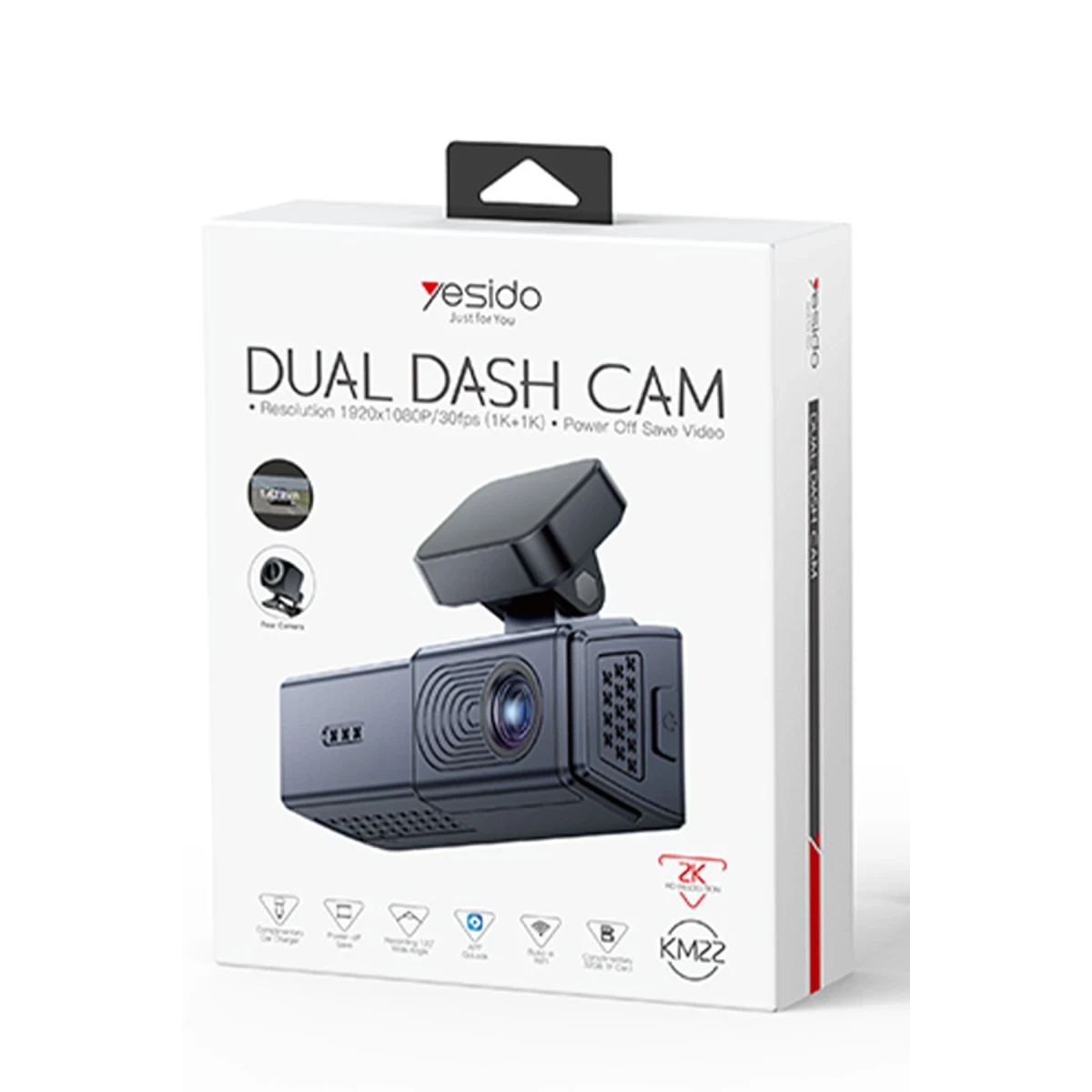 Yesido KM22 1080 Full HD Çift Kameralı Sony Sensörlü Gece Görüşlü G-Sensor Destekli Araç İçi Kayıt Cihazı – Siyah