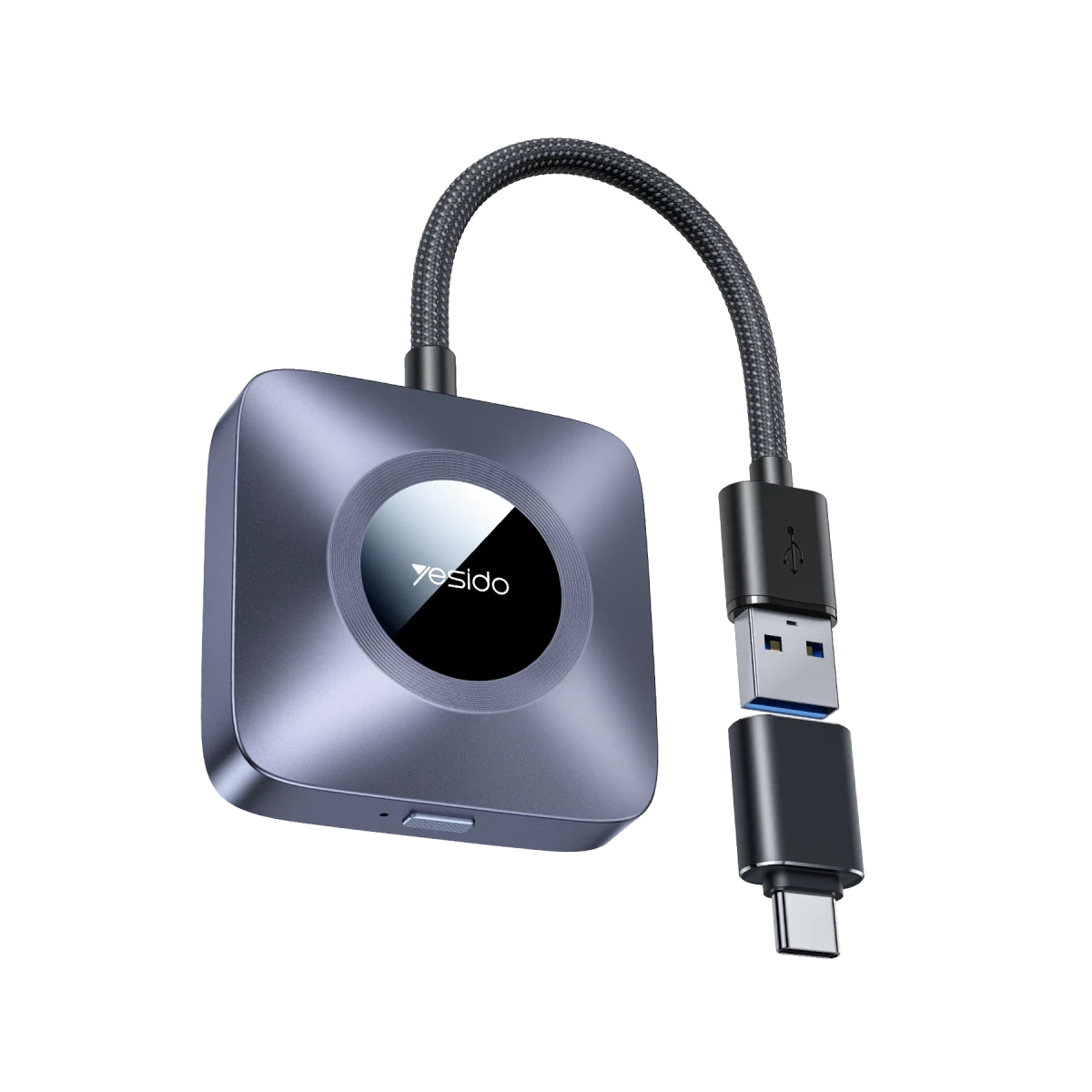 Yesido KM23 2in1 Type-C to USB Dönüştürücülü BT 5.0 1080P Kablosuz CarPlay Adaptör - Siyah