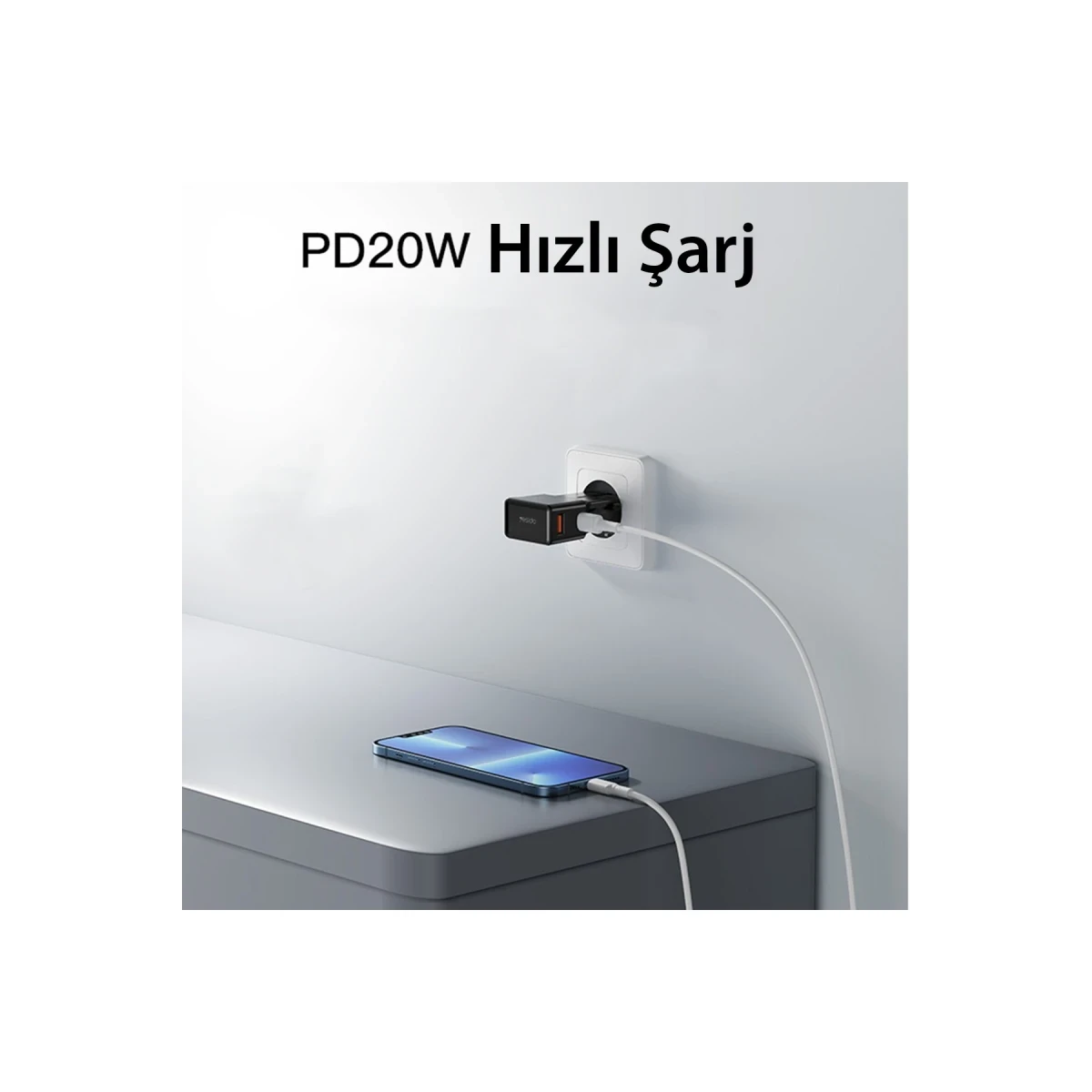 Yesido MC17 20W Type-C ve 20W Usb Çıkışlı PD Şarj Adaptörü - Siyah