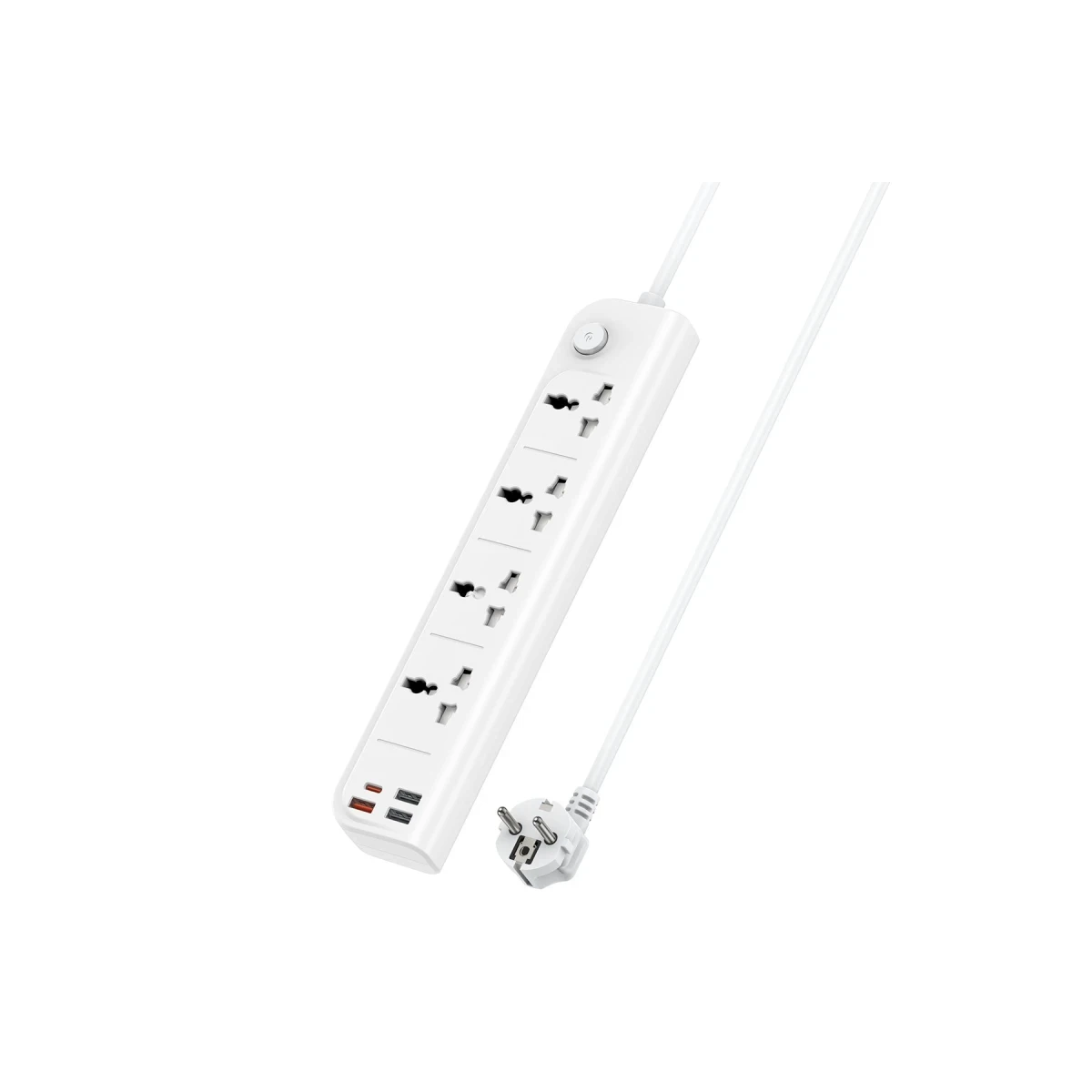 Yesido MC18 8in1 3 Adet Usb 1 Adet Type-C ve 4 Adet Priz Dönüştürücü 2M - Beyaz