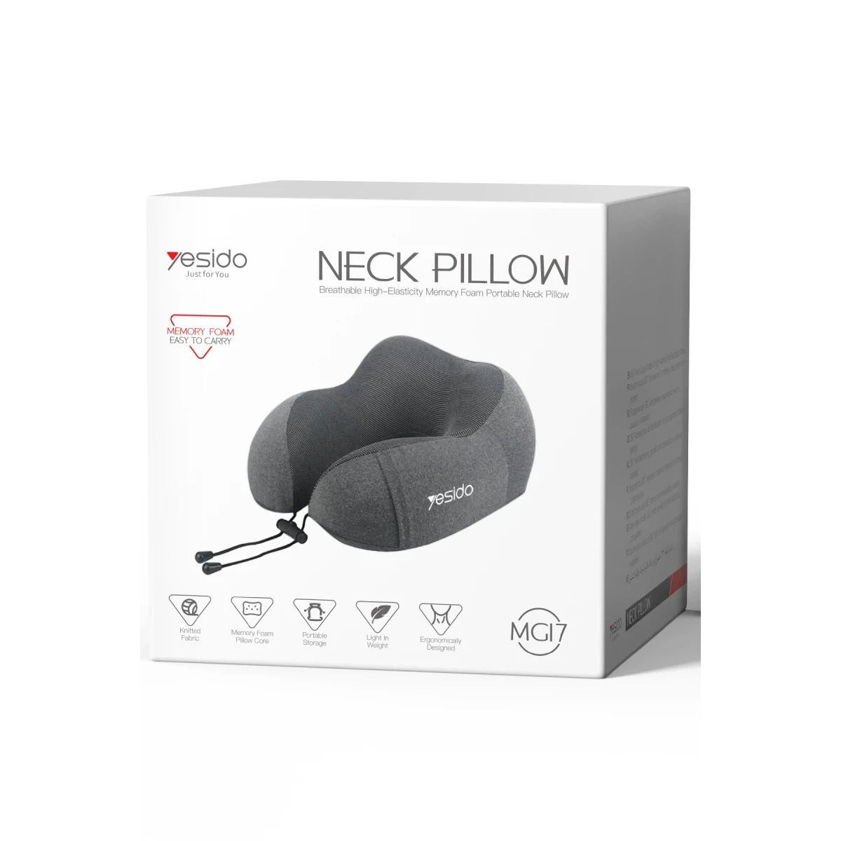 Yesido MG17 360 Derece Hafızalı Boyun Yastığı - Gri