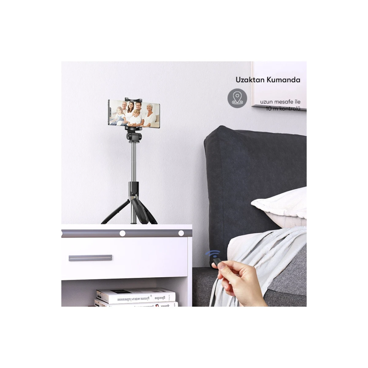 Yesido SF11 360 Derece Tripodlu 70cm Selfie Çubuğu - Siyah