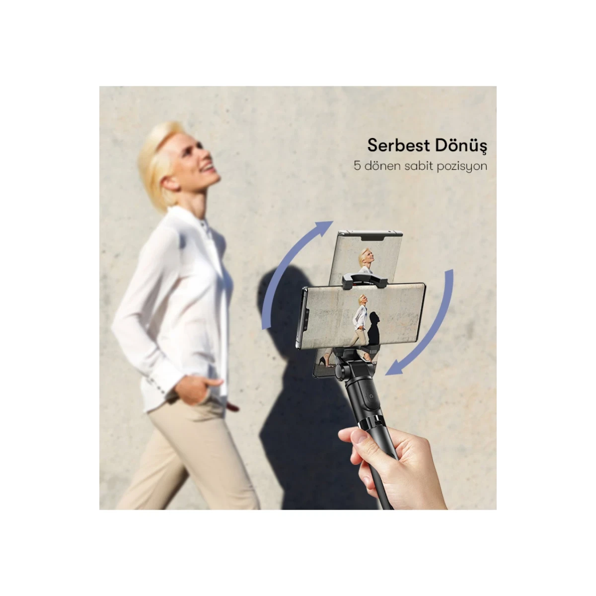 Yesido SF11 360 Derece Tripodlu 70cm Selfie Çubuğu - Siyah
