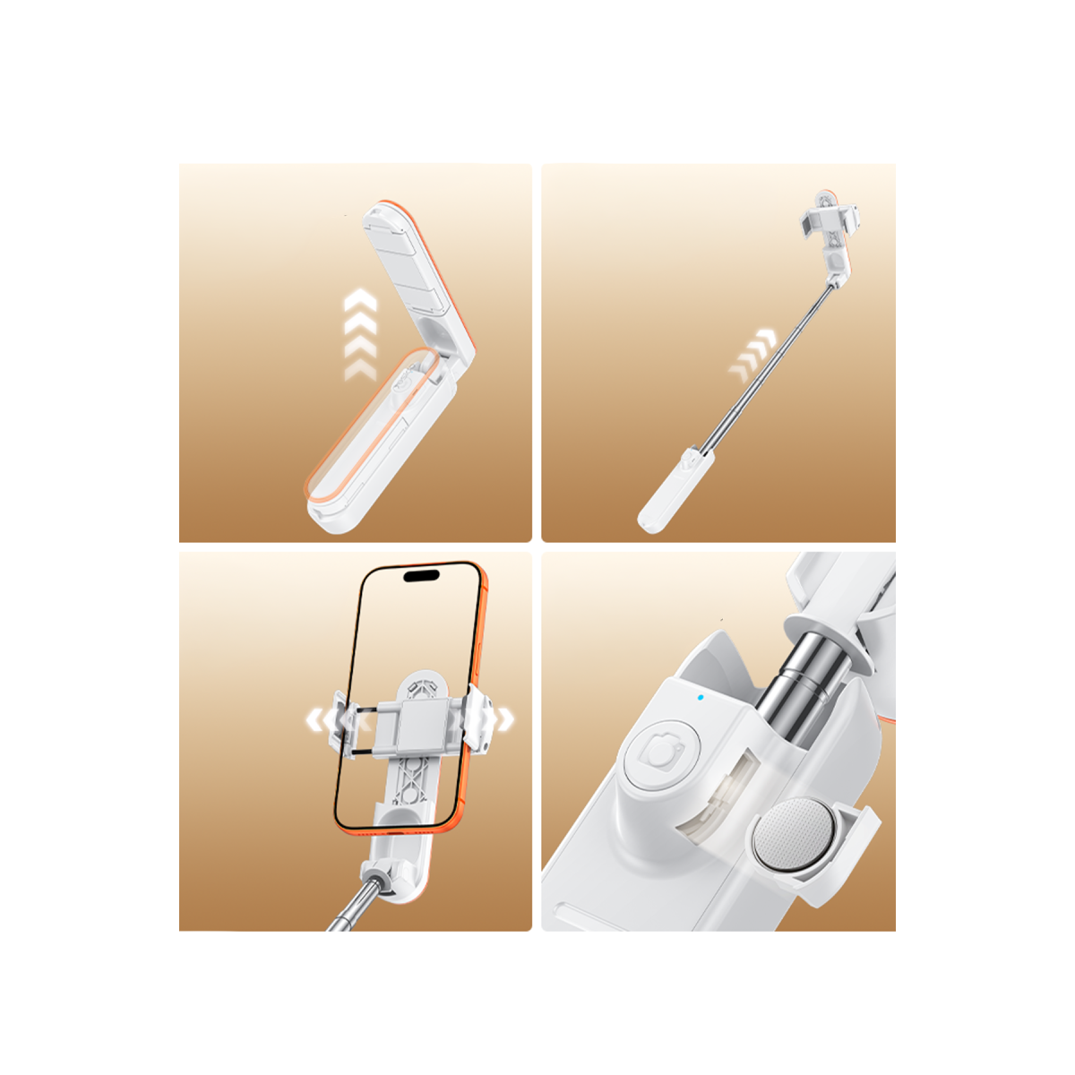 Yesido SF33 Taşınabilir Mini Bluetooth Destekli Selfie Çubuğu - Beyaz