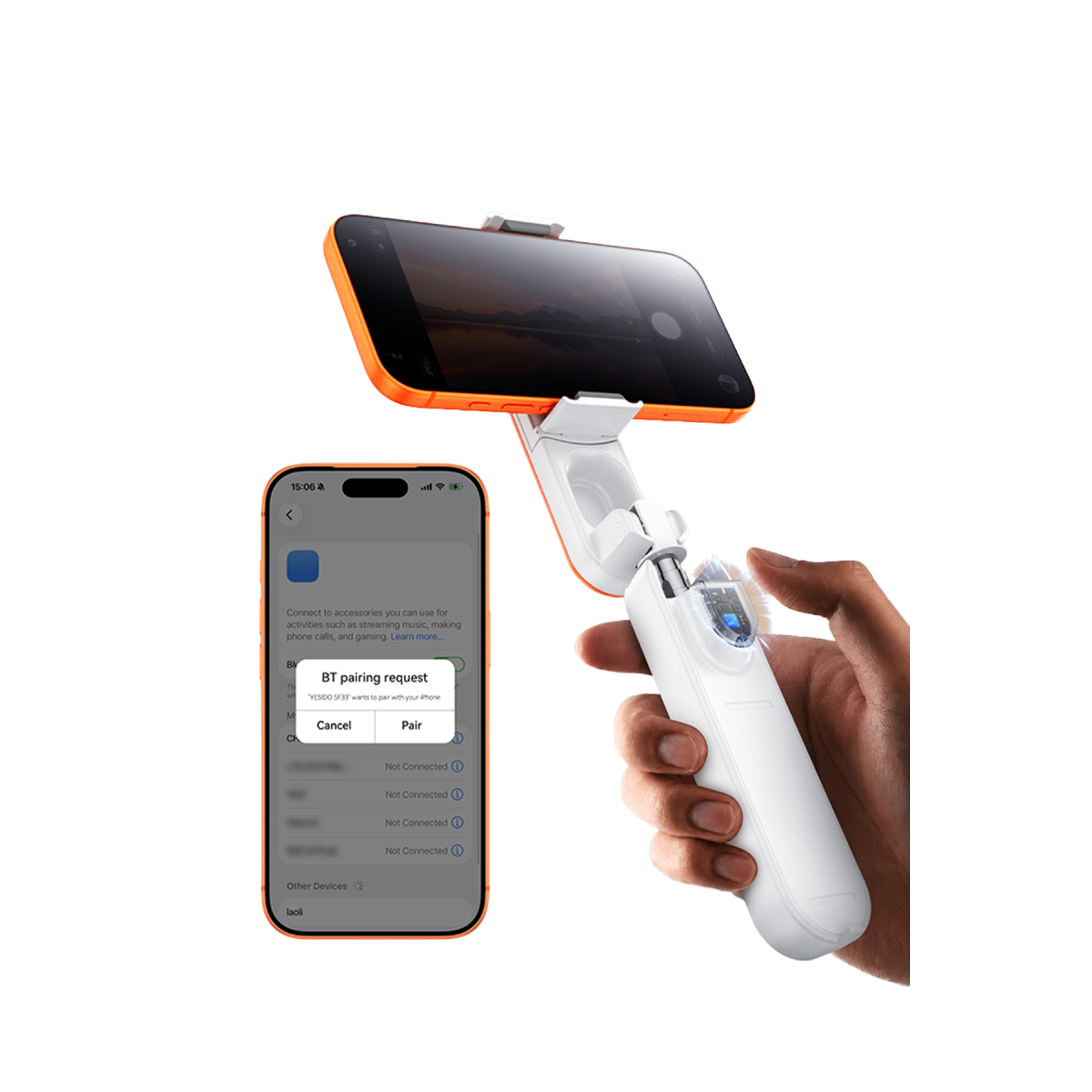 Yesido SF33 Taşınabilir Mini Bluetooth Destekli Selfie Çubuğu - Beyaz