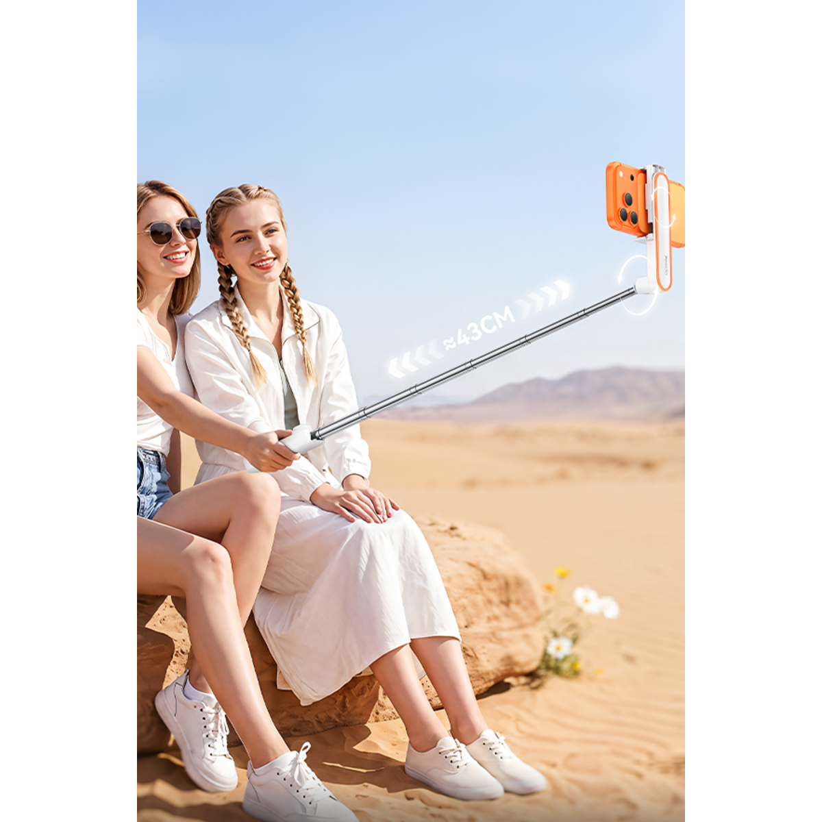 Yesido SF33 Taşınabilir Mini Bluetooth Destekli Selfie Çubuğu - Beyaz
