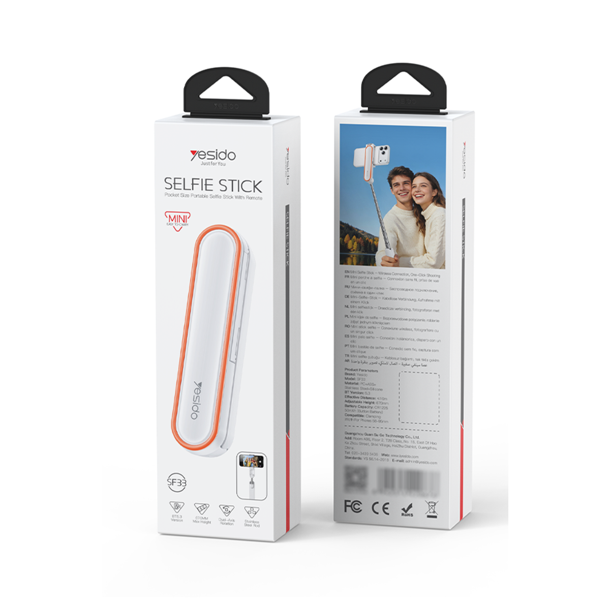 Yesido SF33 Taşınabilir Mini Bluetooth Destekli Selfie Çubuğu - Beyaz
