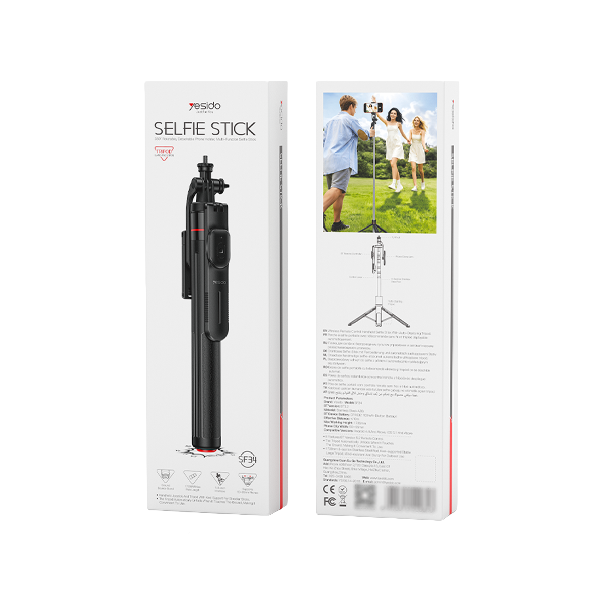 Yesido SF34 Bluetooth Kumandalı Tripodlu Selfie Çubuğu - Siyah