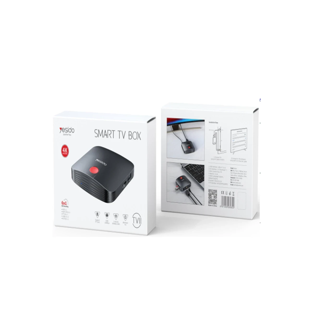 Yesido TV11 4K Wifi Android TV Box - Siyah