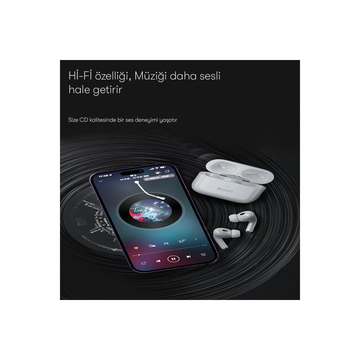 Yesido TWS16 Aktif Gürültü Engelleyici Özellikli Kablosuz Airpods Kulaklık - Beyaz