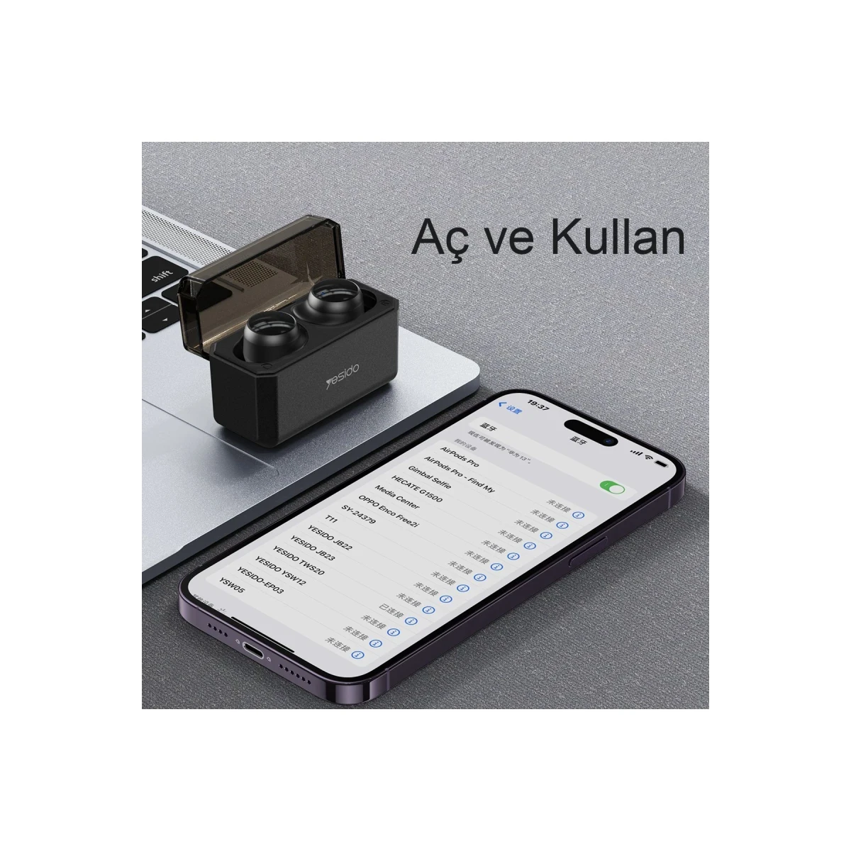 Yesido TWS20 Kablosuz Airpods Kulaklık - Siyah