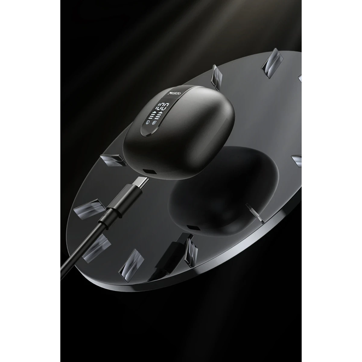 Yesido TWS22 BT 5.3 Dijital Şarj Göstergeli Kablosuz TWS Airpods Kulaklık - Siyah