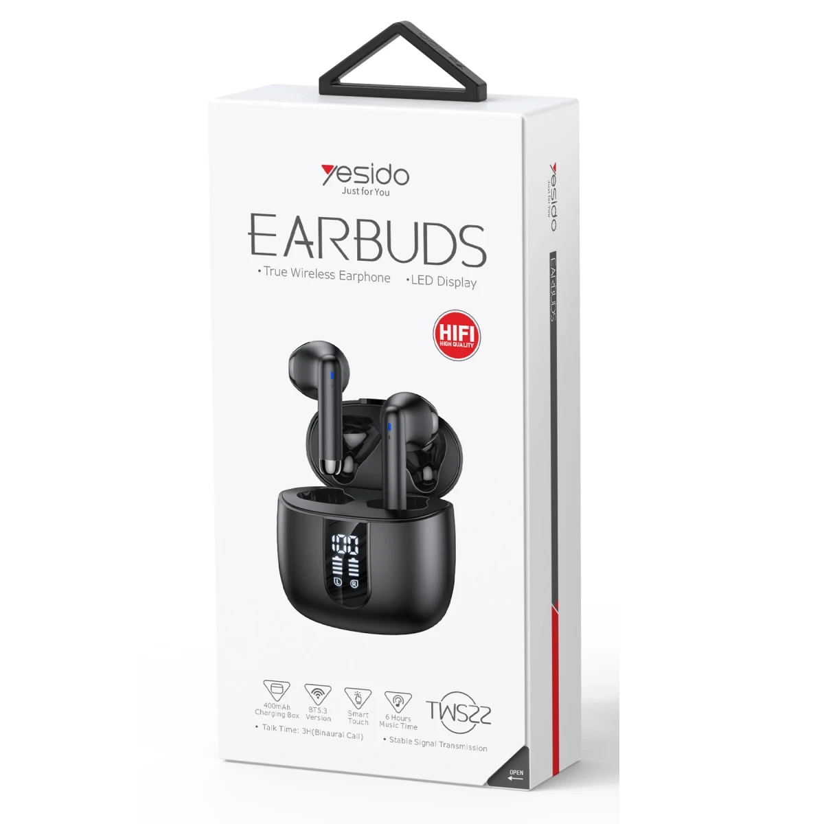 Yesido TWS22 BT 5.3 Dijital Şarj Göstergeli Kablosuz TWS Airpods Kulaklık - Siyah
