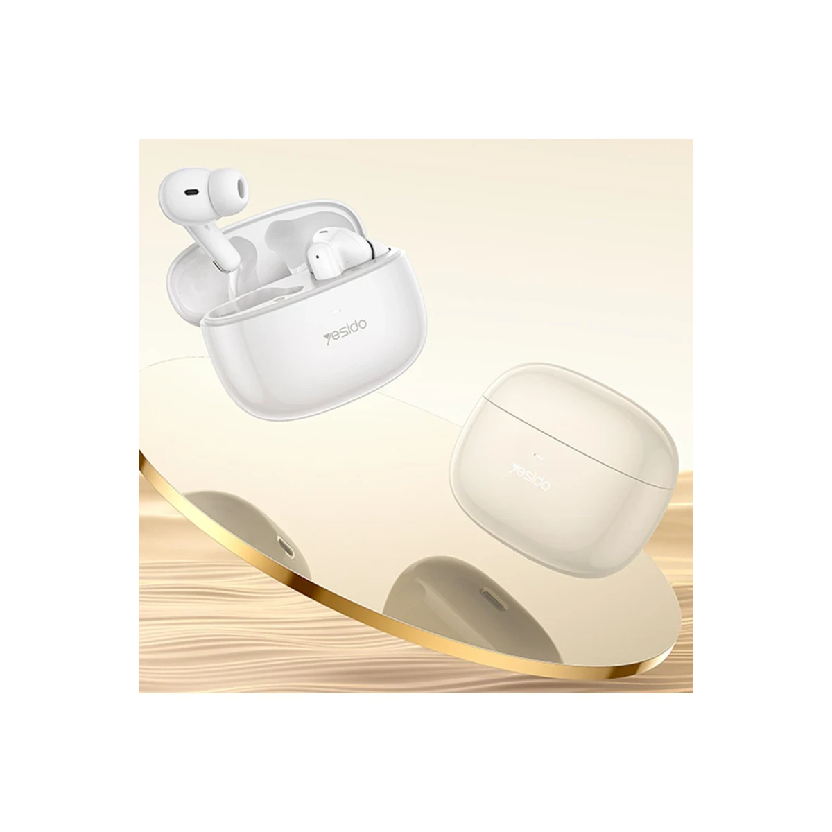 Yesido TWS28 Aktif Gürültü Engelleyici Özellikli BT 5.3 Kablosuz Airpods Kulaklık - Krem