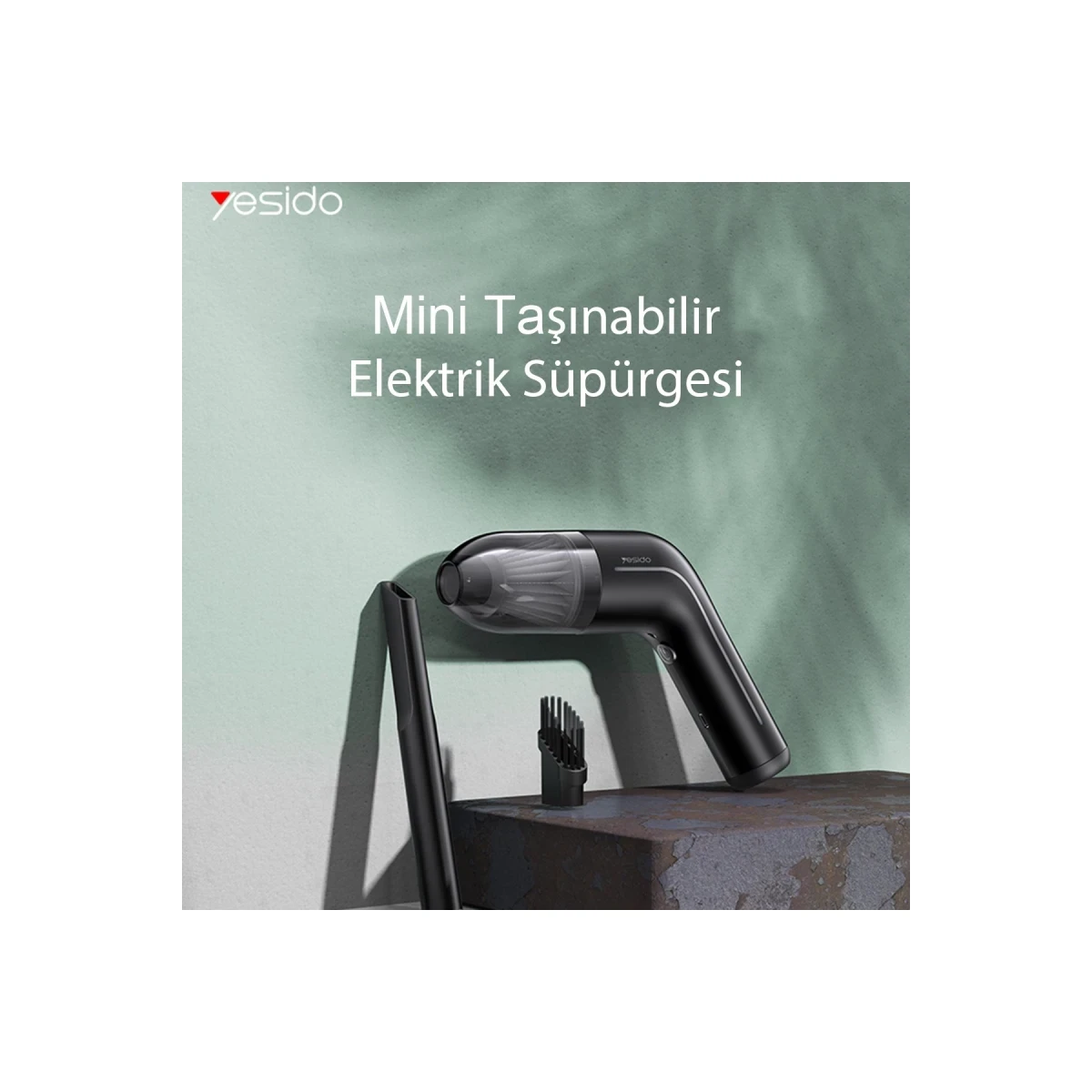 Yesido VC02 Ev Ofis ve Arabada Kullanıma Uygun Kablosuz Mini Süpürge - Siyah